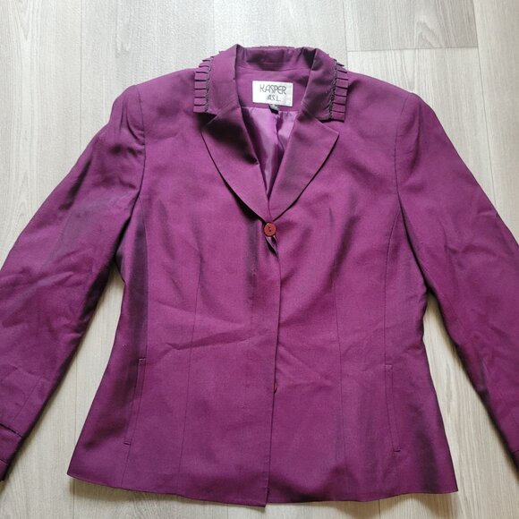 Kasper A.S.L. Womens Purple Blazer Jacket Size 8 Rayon/Polyester - Picture 5 of 9